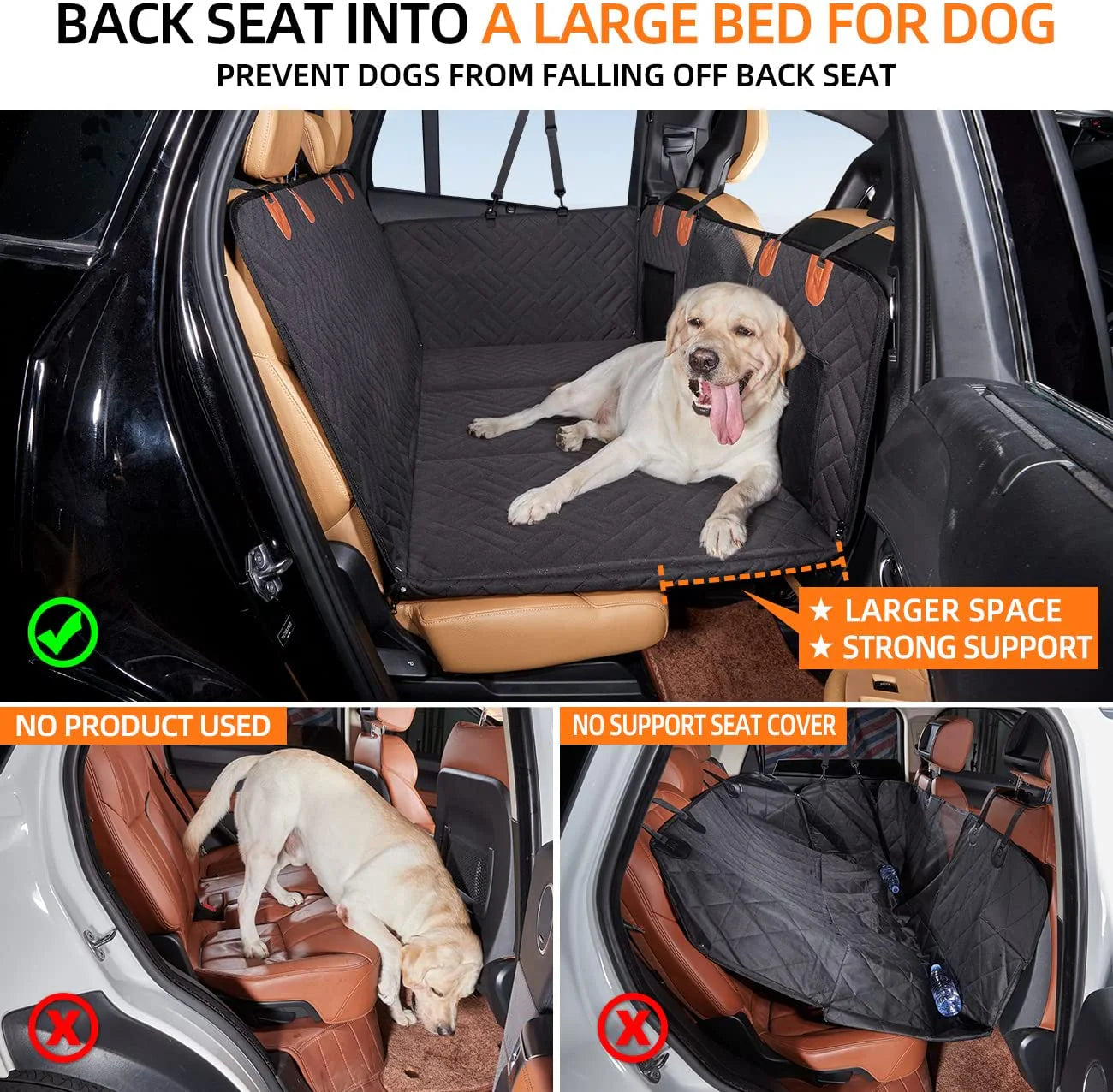 Back Seat Extender ,Dog Car Seat Cover, Camping Air Mattress, Hammock Travel Bed,Non Inflatable Car Bed Mattress for Car SUV Truck (Black)